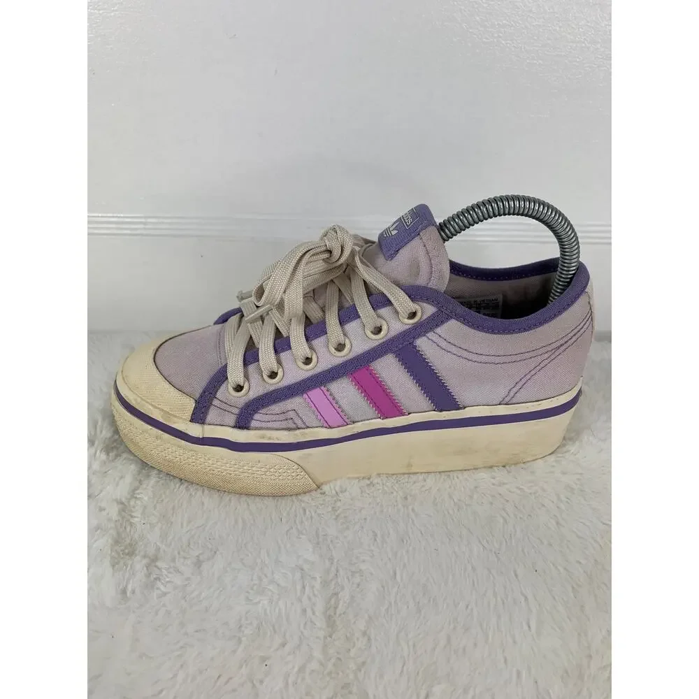 Adidas Nizza Platform Shoes J Almost Pink Pulse Lilac Chunky Sneakers Size 5.5